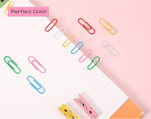 250pcs Coloured Large Paper Clips with Plastic Box Plastic Coated Metal Paper Clips for Office Stationery...
