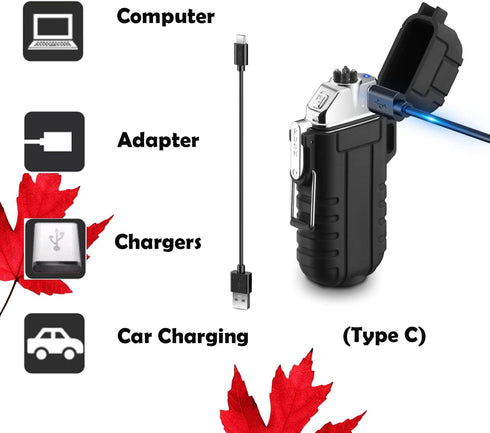 Waterproof Lighter with Flashlight,USB Rechargeable Flameless Lighter with Survival Whistle & Lanyard,Plasma Electric Lighter, Camping Tactical Ge...