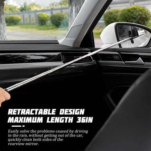 Car Side Mirror Squeegee, Rearview Mirror Wiper with Telescopic Long Handle, Retractable Small Auto Window Squeegee Cleaner, Portable Glass Cleani...