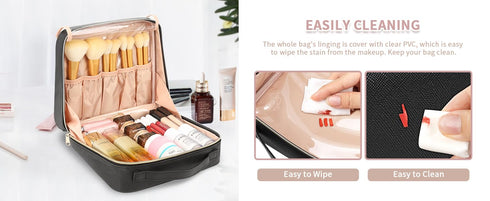 CUBETASTIC Travel Makeup Bag, Large Capacity Cosmetic Bags for Women, Make Up Organizer Case with Portable Handle, 90° Wide Open for Easily Access...