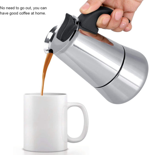 Stainless Steel Coffee Maker, Moka Pot Espresso Coffee Maker Stovetop Espresso Maker Portable Electric Heating Espresso Coffee Maker for Home Offi...