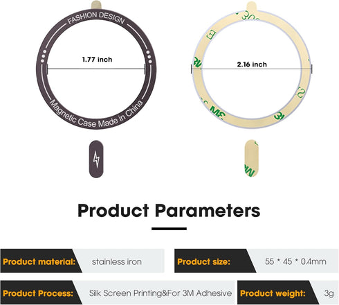 Magnetic Ring for Phone Case 2pack?Universal Magnetic Ring Sticker Support Wireless Charging Magnetic Adapter Ring Compatible with All Phones & Ca...