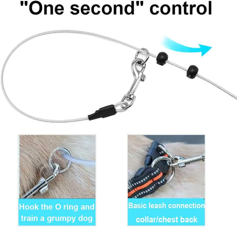 4/6FT Cable Slip Lead Dog Leash, Chew Proof Steel Wire Dog Leash with Reflective Soft Nylon Handle for Teething Puppies Small Medium Dogs Training...