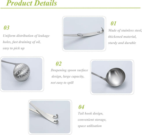 Tenta Kitchen 2oz/56ml Stainless Steel Small Soup Ladle Spoon,10.8”x 3” Stainless Steel – One-piece Professional Ladle With Hook And Hole For Conv...