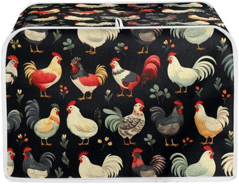2 Slice Toaster Cover Farm Chicken Rooster Toaster Machine Case, Dust and Fingerprint Protection with Hang Loop Easy to Store (14x14")2PCS...