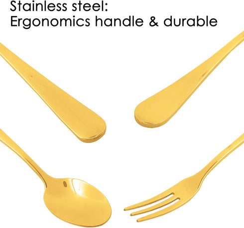 Set of 16 Gold Demitasse Espresso Spoon (4 inch) and Stainless Steel Forks (4.8 inch), DaKuan Gold Mini Coffee Spoons & Cake Forks for Dessert, Te...