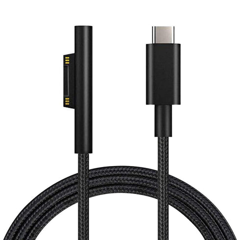Nylon Braided Charging Cable for Microsoft Surface Pro 7/6/5/4/3Go3/2/1 Laptop 4/3/2/1, Must Work with 45W 15V 3A USB-C Charger (Black, 6ft)......