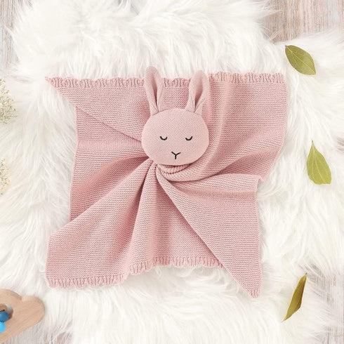 LAWKUL Baby Lovey Bunny Security Blanket Soft Cuddly Babe Blankie Knit Cotton Babies Comforter for Newborns Boy Girls Pink...