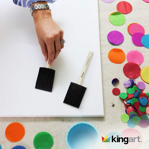 KINGART 242-20 Foam 20 Pc. Value Pack 2" Brush Set, Short Wood Handle, for Oil, Acrylic & Watercolor Paint, Great for Crafts, DIY Home Projects, H...