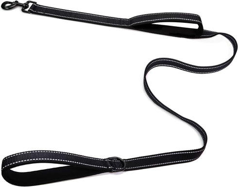 Dog Leash 5ft Long - Traffic Padded Two Handle - Heavy Duty - Double Handles Lead for Control Safety Training - Leashes for Large Dogs or Medium D...