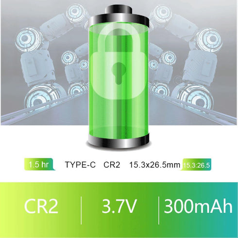 USB CR2 Lithium ion Rechargeable Battery, High Capacity 3.7V 300mAh Rechargeable RCR2 CR15H270 15270 Battery, 1.5 H Fast Charge, 1200 Cycle with T...
