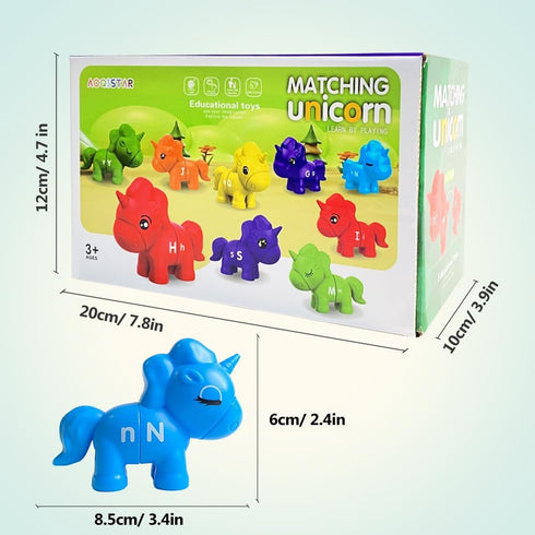 Matching Letters Fine Motor Toy Double-Sided ABC Unicorns Alphabet Match Game with Uppercase Lowercase Preschool Educational Montessori Learning T...