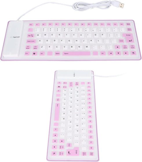Silicone Keyboard, Foldable Flexible Keyboard USB Wired Gaming Keyboard, 85 Keys, Fully Sealed Design, Roll-up Silent Soft Keyboard, Waterproof, D...