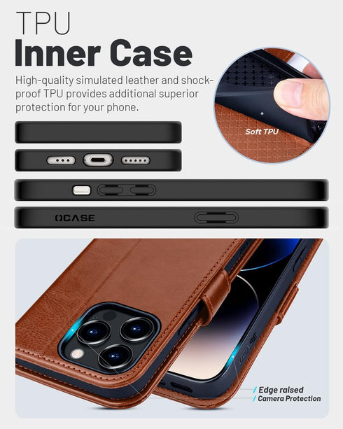 OCASE Compatible with iPhone 15 Pro Max Case Wallet Case, PU Leather Flip Folio Case with Card Holders RFID Blocking Kickstand Shockproof Phone Co...