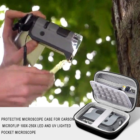 Microscope Case for Carson MicroFlip 100x-250x LED and UV Lighted Pocket Microscope(MP-250 or MP-250MU), Box for MicroBrite Plus 60x-120x Kids and...