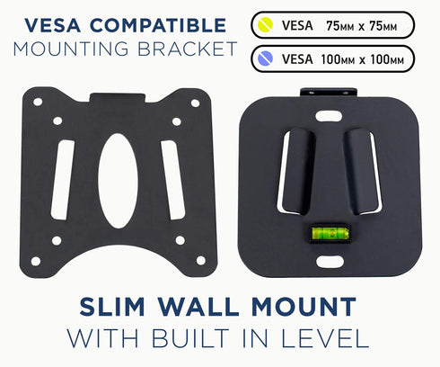 Mount-It! Low Profile Fixed TV Wall Mount for Small Televisions Computer Monitors, Fits 13" to 27", Quick Disconnect, 60 Lbs Capacity, VESA 75x75 ...