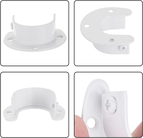 Closet Rod Bracket 6 Pack Stainless Steel Closet Rod Holders with Screws, Heavy Duty Closet Rod End Support for Wardrobe Curtain Shower, White U-S...