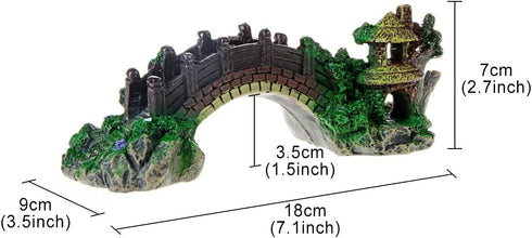 Saim Pavilion Tree Fish Tank Decoration, Resin Arch Bridge Pavilion Tree Aquarium Garden Decor Fish Tank Landscape Ornament,Medium...
