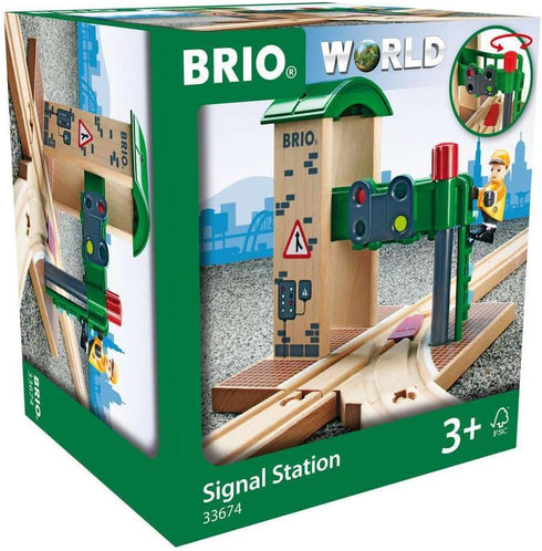 Brio World 33674 - Signal Station | 2-Piece Interactive Wooden Toy Train Accessory | Ideal for Kids Ages 3 and Up | FSC-Certified Wood...