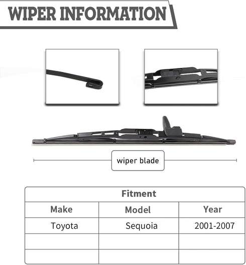 (Set of 2) HDOEE Replacement For Toyota Sequoia 2001-2007,Rear Wiper Blade Kit Set,Rear Wiper Accessories Parts,Wiper Blade for Back Windshield Wi...