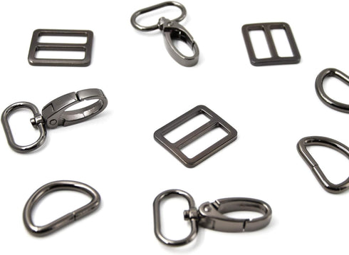 15Pcs Metal Swivel Snaps Hooks with D Rings and Tri-Glides Slide Buckles for Key Lanyard Purse Bag Straps Dog Collars DIY Sewing Hardware Craft (1...