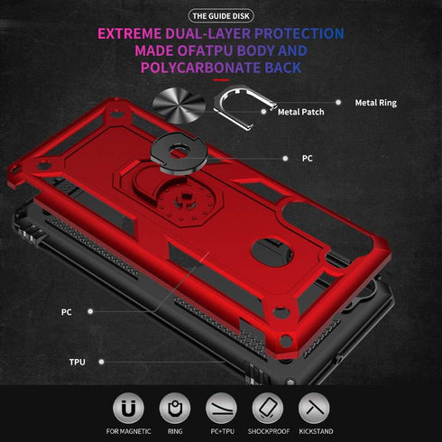 Samsung A21 Phone Case, Galaxy A21 Phone Case with Screen Protector, Military Grade Protective Cases with Ring for Samsung Galaxy A21 (Red)...