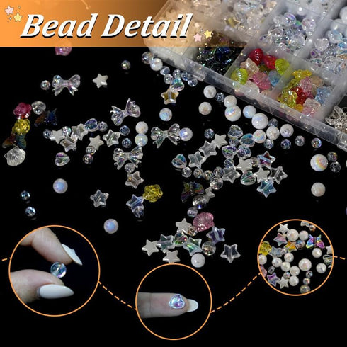 funluck 400+pcs Bead Bracelet Kit,8/10MM Colorful Beads Kit,Bubble Beads for Jewelry Making,Star/Butterfly/Shell/Flower Beads Kit with Charms and ...