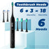 Electric Toothbrush for Adults, Rechargeable Electric Toothbrush with 6 Replacement Brush Heads, 5 Modes with 2 Minutes Smart Timer Reminder (Blac...