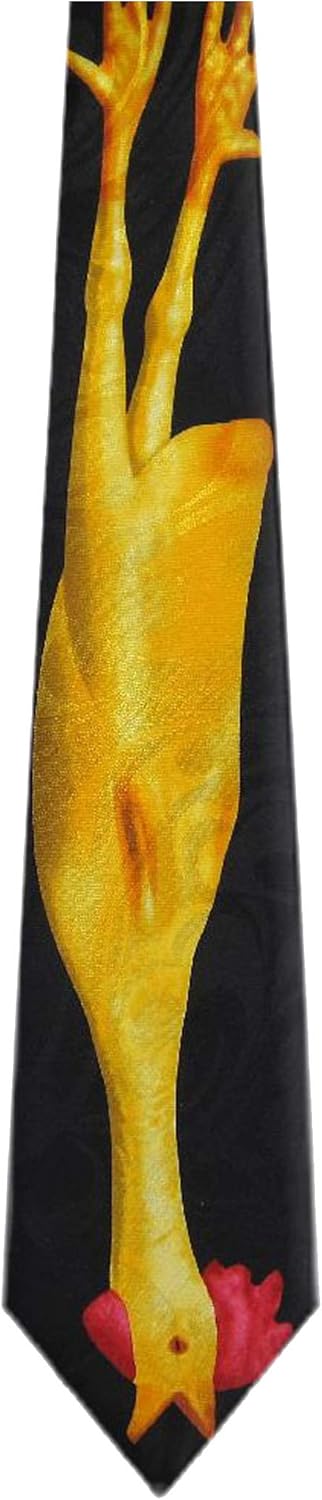 BIRD-200 - Black - Yellow - Red - Mens Rubber Chicken Necktie...