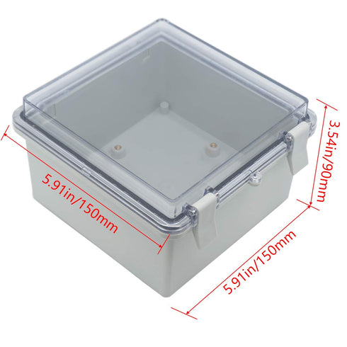 Junction Box IP65 Dustproof Waterproof ABS Plastic Project Box Hinged Shell Universal Electrical Enclosure Clear Cover 5.91 x5.91 x3.54inch(150 x1...