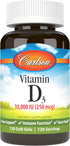 Carlson - Vitamin D3, 10000 IU (250 mcg), Vitamin D Supplements, Bone & Immune Support, Vitamin D3 Softgels, Heart Health, Gluten Free Vitamin D C...