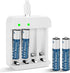 4 Pack AAA Rechargeable 1.5V Lithium Batteries with Charger(4-Bay Independent Slot), Long-Lasting Triple A Size Battery 1100mW...