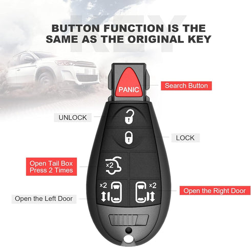 Key Fob P/N M3N5WY783X Car Key Replacement Fits for Grand Cherokee 2008-2013,for Dodge Ram 1500 2500 3500 2008-2010, for Chrysler Town & Country 2...