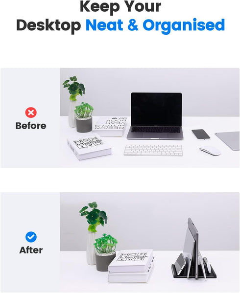 3-Slot Vertical Laptop Stand Holder,Adjustable ABS Plastic Desktop Notebook Dock,Vertical Laptop Stand Space-Saving for All MacBook/Surface/Samsun...