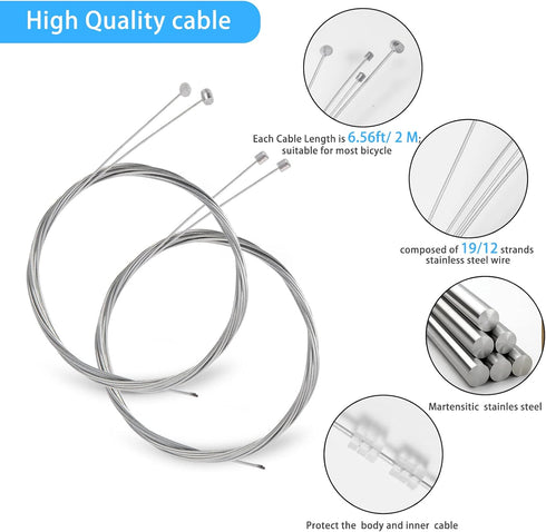 4PCS Bike Brake Cable Gear Shifter Cable Wire Set, Universal Standard Bicycle Brake Cable, Professional Bicycle brake line for Mountain and MTB Bi...