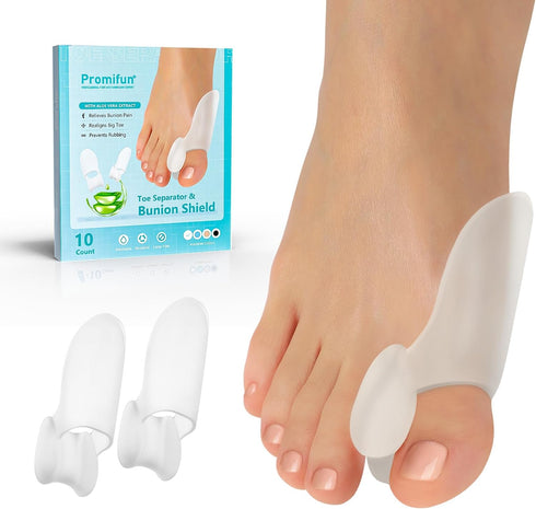 Bunion Cushion Protector, 10 Pack Aloe Vera Extract Infused Bunion Corrector with Separator, Gel Bunion Shield for Foot Pain Relief, Calluses, Rel...