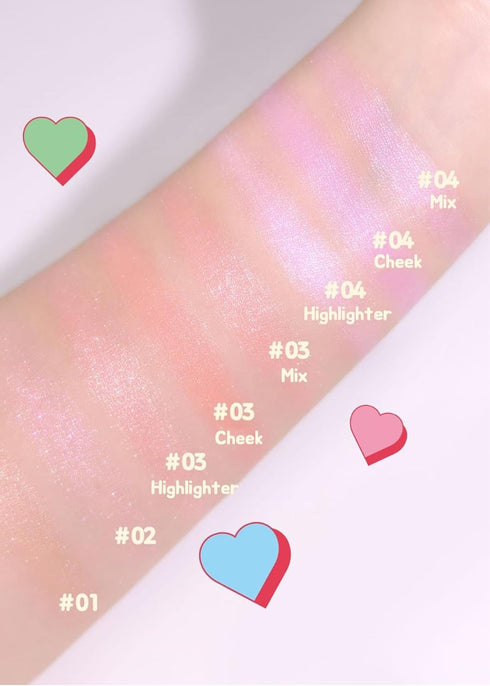 COLORGRAM Milk Bling Heartlighter 01 Peach Heart | Silky Smooth Versatile Creamy Highlighter with Shimmery Finish, Soft and Natural Glow Perfect f...