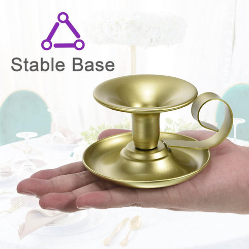 PATIKIL Retro Iron Taper Candle Holder, Set of 2 Gold Simple Candlestick Holder Candle Light Stand for Halloween Table Centerpiece Party Wedding D...