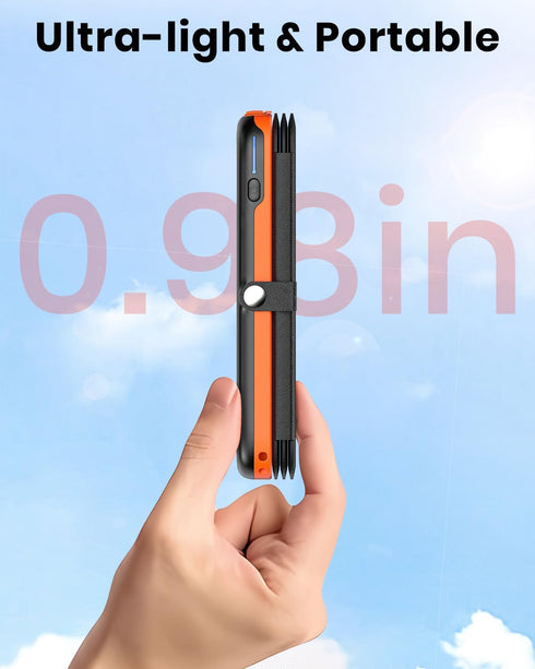 Hiluckey Solar Power Bank 10000mAh Built in 4 Panels 15W Fast Charging Solar Charger Outdoor Extenal Battery Pack for iPhone 15/15 Plus/15 Pro/15 ...