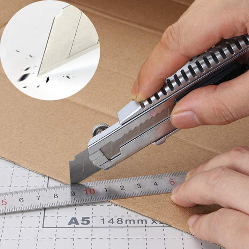 DOWELL Utility Knife Retractable Utility Knife Box Cutters Heavy Duty with 5PCS Extra Blades,Self Loading Blades Function,Knob On Top Can Withstan...