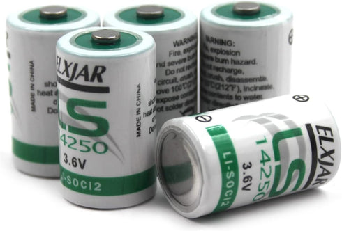 elxjar (5-Pack) LS-14250 1/2 AA 3.6V Lithium Battery (Non Rechargeable) for SAFT Water Meter Electricity Meter Gas...