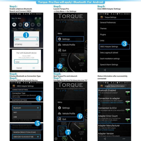 OBDII OBD2 Bluetooth Car Diagnostic Scan Tool Auto OBD Scanner for Android Devices…......
