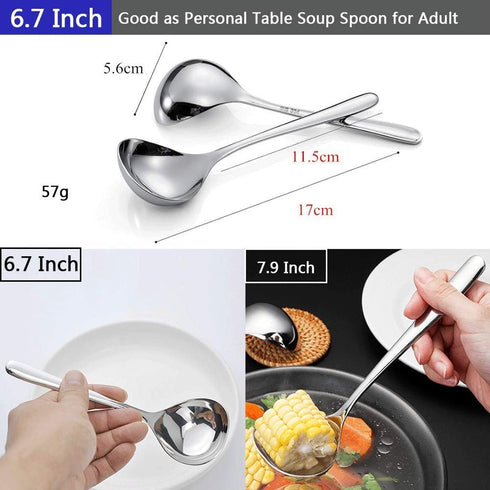 18/8 Stainless Steel Mini Ladle Deep Soup Spoon - 6.7inch (4 Packed)...