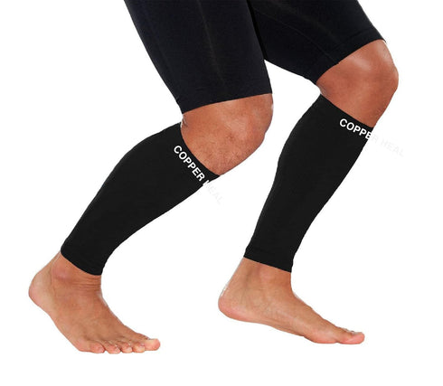 COPPER HEAL CALF Copper Compression SLEEVES (1 PAIR) For Exercise Sport Recovery - Calf Muscle Strains Shin Splints Leg...