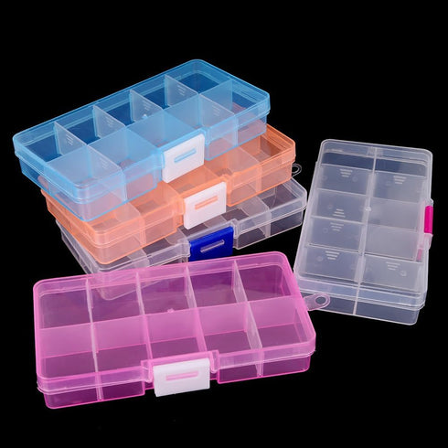 4 Pcs 10 Grids Removable Plastic Jewelry Boxes Clear Bead Storage Boxes Small Item Organizer Boxes Adjustable Divider Boxes Containers for Craft W...