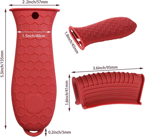 3 Pack Silicone Hot Handle Holder, Assist Pan Handle Sleeve Pot Holders Cast Iron Skillets Handles Grip Covers NonSlip Heat Resistant for Pots Ena...