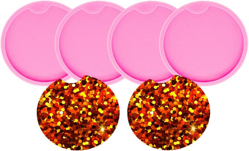 4pc 2.5inch Silicone Resin Car Coaster Mold DIY Crafts Casting Coaster Mold for Homemade Cup Mats, Keychain Charms Molds (6.5 cm Diameter) (DY0173...