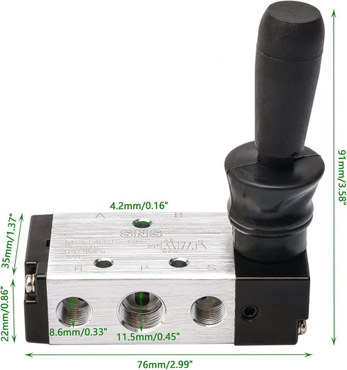 JIUWU 4H210-085 Way Pneumatic Air Hand Lever Operated Valve Solenoid Valve Port 1/4 Inches Manual Control Valves...
