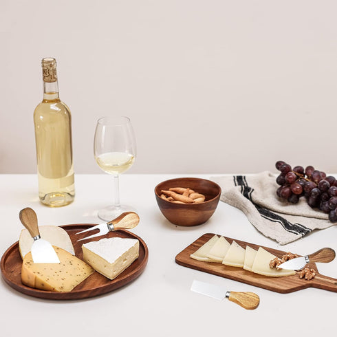 4Pcs Cheese Knife Set - Stainless Steel Cheese Knives with Acacia Wood Handle - Charcuterie Knife Set for Party and Holiday...