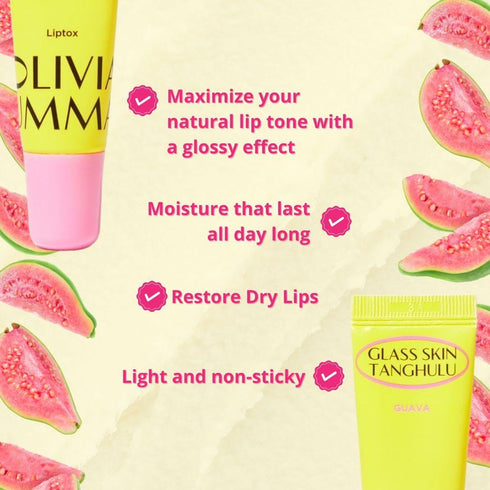 Glass Skin Tanghulu Liptox Guava Infused for Dry Cracked Lips, Korean Lip Care Moistorizer...